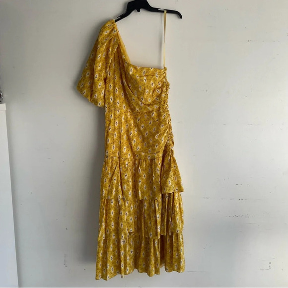 New! Veronica Beard Virginia Gold Floral One Shoulder Maxi Dress 22239 - Picture 6 of 16